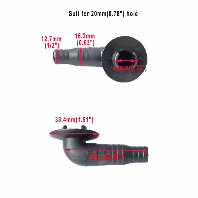 20mm Black AC Drain Hose Connector Elbow Fitting, Pack of 2