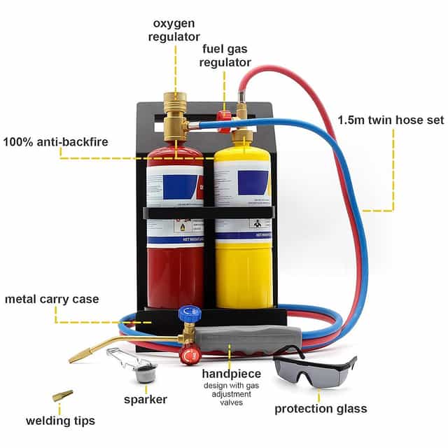 Oxygen MAPP Gas Torch Set for Soldering, Brazing（Cylinders not Included）