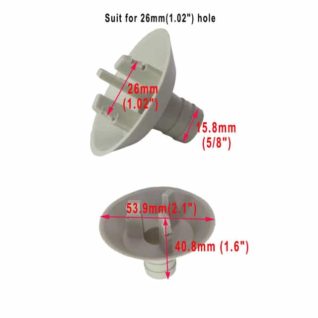 26mm White AC Drain Hose Connector Fitting, Pack of 2