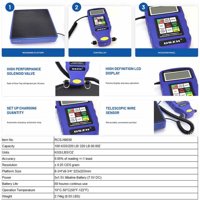 220lbs Large Flow Programmable Refrigerant Charging Scale