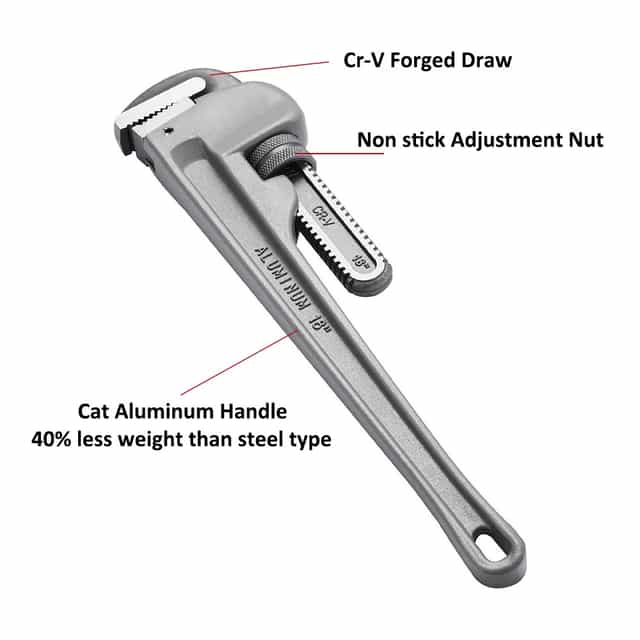 48 inch Aluminum Pipe Wrench, Adjustable Plumbers Wrench