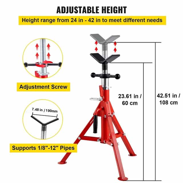 V Head Pipe Stand 1/8"-12" Capacity 2500LBS