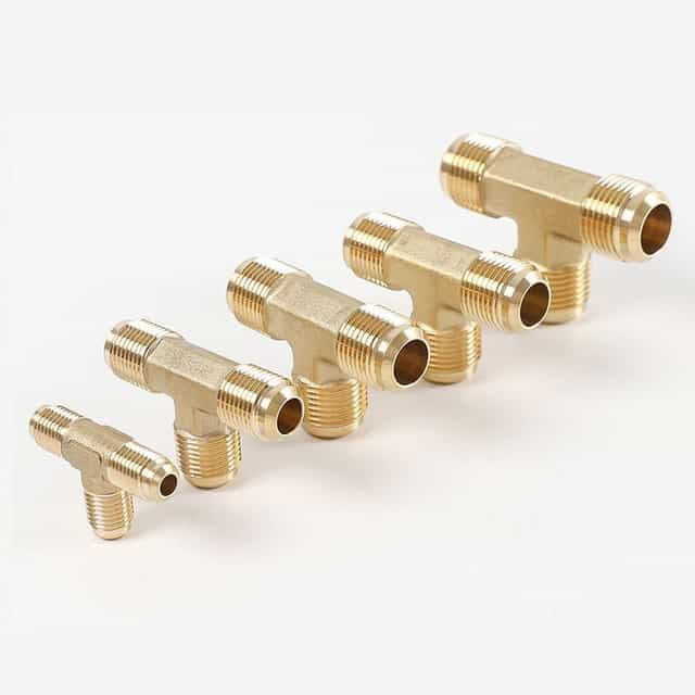 Brass Flare Tee Pipe Fitting Pipe Adapter Connector,Pack of 2