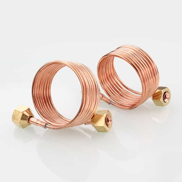 3mm Copper Capillary Tube with Flare Nuts, 1.5m Long With Valve Core