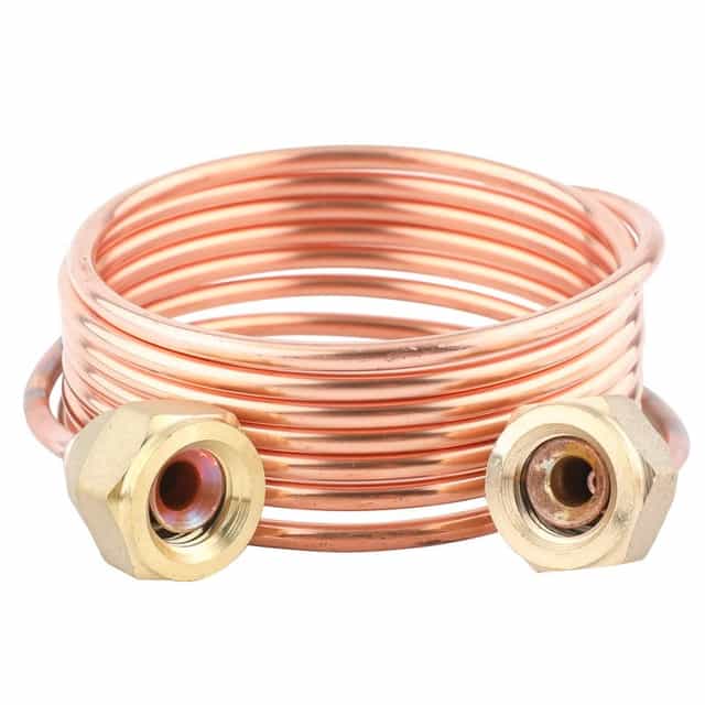 3mm Copper Capillary Tube with Flare Nuts 1/4", 1.5m Long