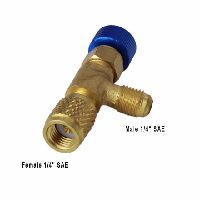 CHARGING VALVE Size R12 R22 Freon Charging Valve 1/4", Safety Adapter.Pack of 2