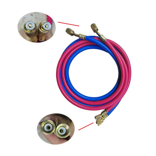 CHUNCHI R22 R134a Red Blue 1/4" 1/4" SAE AC Charging Hoses 60" Long,Pack of 2 - Image 4