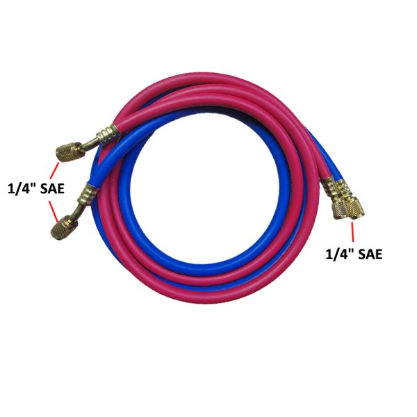 CHUNCHI R22 R134a Red Blue 1/4" 1/4" SAE AC Charging Hoses 60" Long,Pack of 2 - Image 2