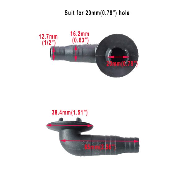 20mm A/C Black Drain Hose Connector Elbow Fitting for AC, Pack of 2 - Image 2