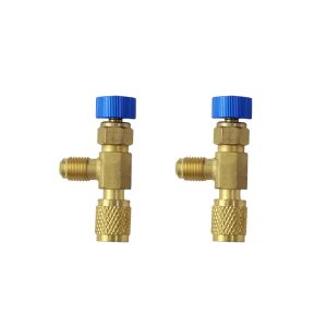 R12 R22-1/4“ Male to 1/4” Female Refrigerant Charging Valve, Safety Adapter Flow Control Ball Valve.Pack of 2
