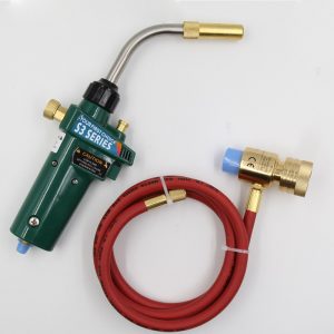 Portable Trigger Start Propane Gas Hose Torch Head with Flame Control Knob and Continuous Use Lock, Brass Tip