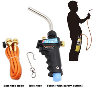 Portable Trigger Start Propane Gas Hose Torch Head with Flame Control Knob and Continuous Use Lock