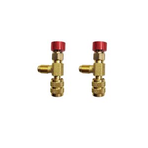 R410a R32-1/4“ Male to 5/16” Female Refrigerant Charging Valve, Safety Adapter Flow Control Ball Valve.Pack of 2