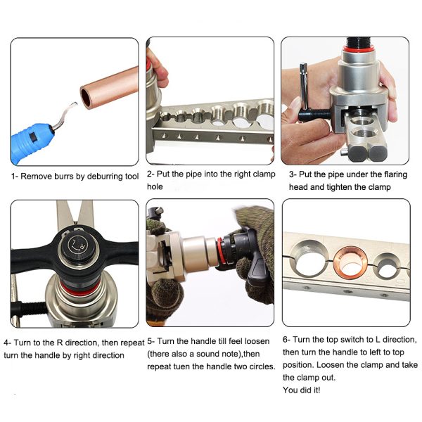 45° Eccentric Type Ratchet Flaring Tool for 3/16" - 3/4" Copper Aluminum Pipes - Image 6