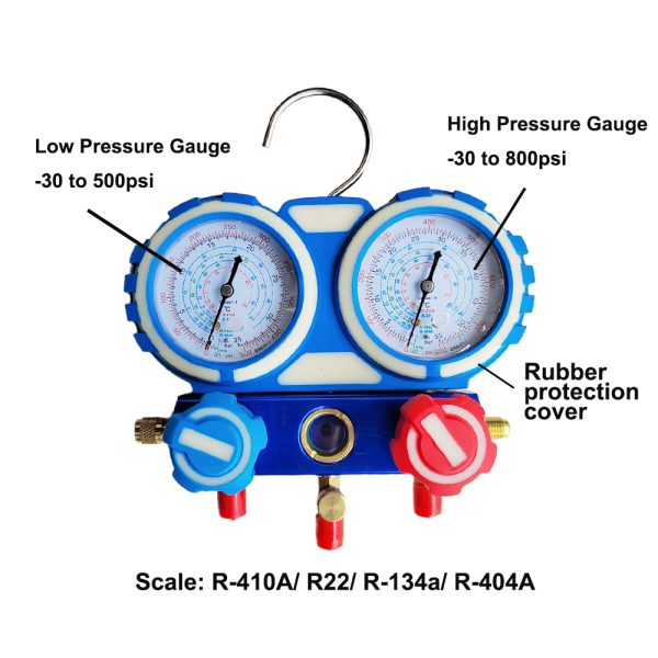 Manifold Gauge Set for R410A R22 R404A R134a Refrigerant charging,60" Red/Yellow/Blue (3pcs) with 2 Adapter - Image 5