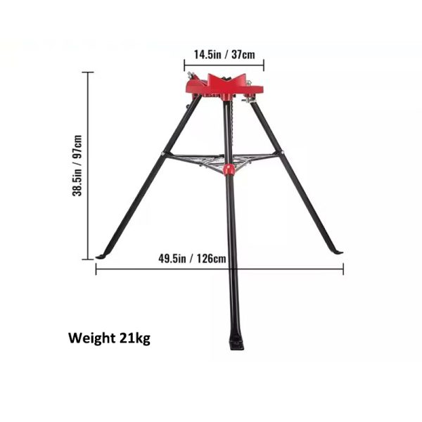 1/8"-6" Light Weight Tripod Pipe Chain Vise Stand - Image 2