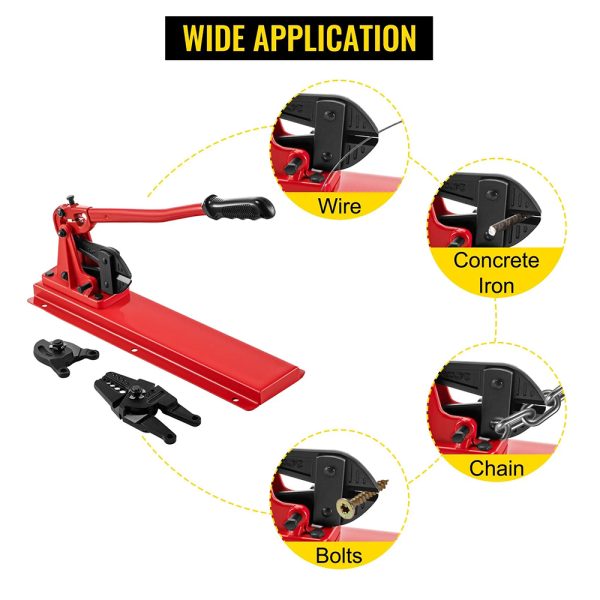 24" Bench Swaging Tool, 3 in 1 Bolt Cutter with Wire Rope Crimper Head and Cable Cutter Head - Image 6