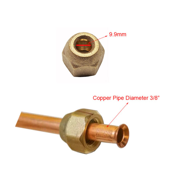 3/8" Short Flare Nut, Brass SAE 45 Degree Tube Fitting, Pack of 2 - Image 4